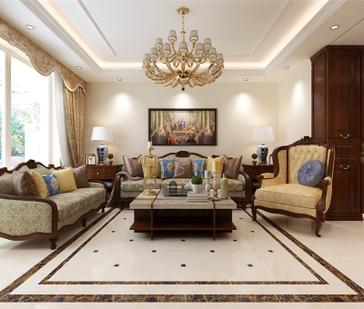 金地檀府140平美式風格裝修案例圖