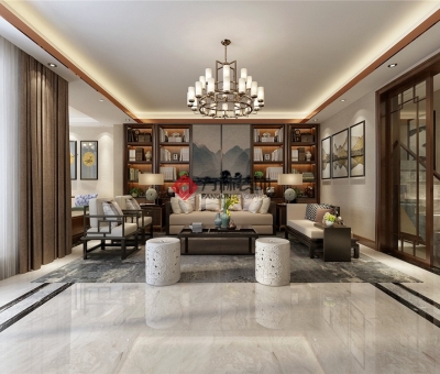 九州御府298平新中式裝修效果圖--烹茶聽雪，笑靨如花